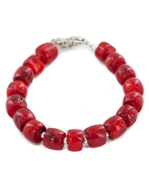 Certified Authentic Navajo Nickel Natural Coral Native American Bracelet 13043-3