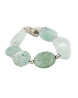 Certified Authentic Navajo Nickel Natural Green Quartz Native American Bracelet 13039-4
