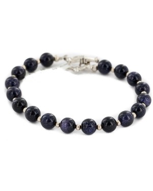 Certified Authentic Navajo Nickel Natural Purple Goldstone Native American Bracelet 13039-15