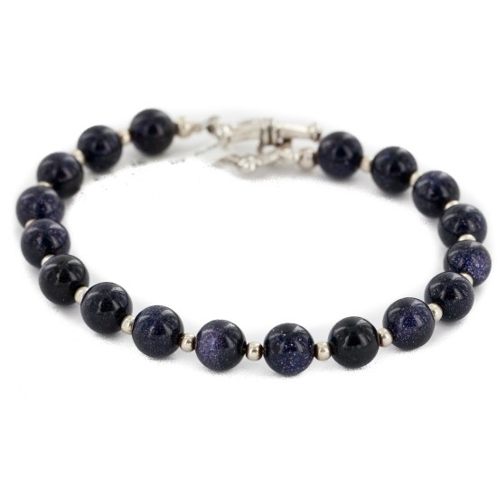 Certified Authentic Navajo Nickel Natural Purple Goldstone Native American Bracelet 13039-15