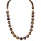 Certified Authentic Navajo Nickel Natural Tigers Eye Native American Necklace 25332