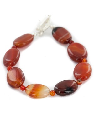Certified Authentic Nickel Navajo Natural Carnelian Native American Bracelet 13039-10