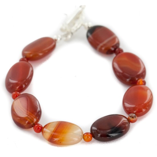 Certified Authentic Nickel Navajo Natural Carnelian Native American Bracelet 13039-10