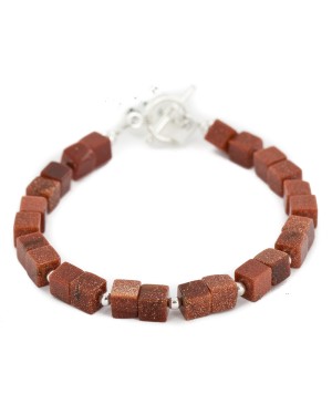 Certified Authentic Nickel Navajo Natural Goldstone Native American Bracelet  13043-1