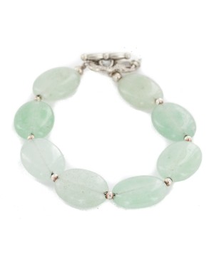 Certified Authentic Nickel Navajo Natural Green Quartz Native American Bracelet 13039-3