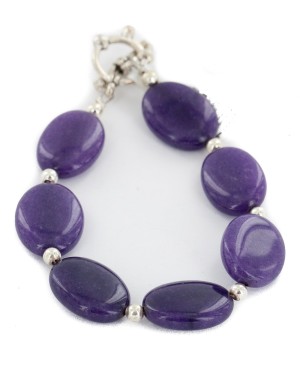 Certified Authentic Nickel Navajo Natural Purple Charoite Native American Bracelet 13039-14