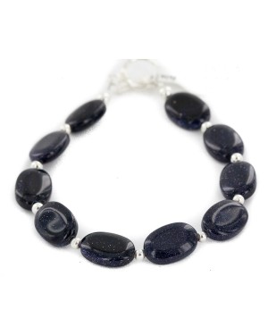 Certified Authentic Nickel Navajo Natural Purple Goldstone Native American Bracelet 13039-8