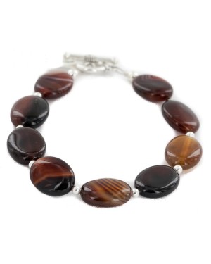 Nickel Certified Authentic Navajo Natural Agate Native American Bracelet 13043-6