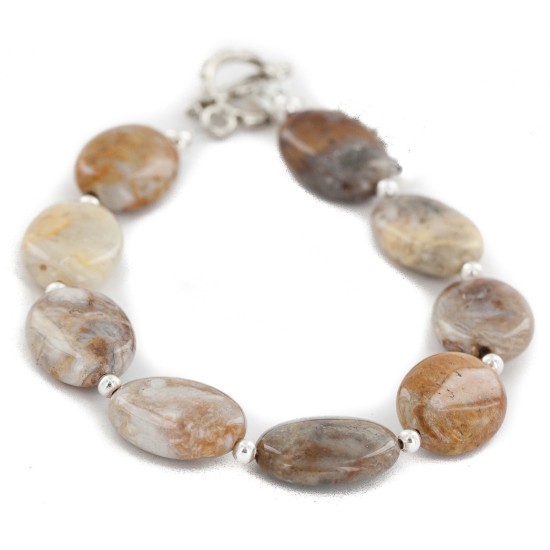 Nickel Certified Authentic Navajo Natural Jasper Native American Bracelet 13043-5