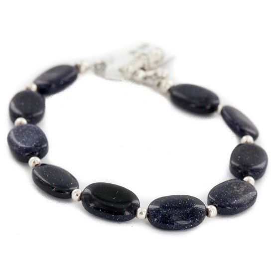 Nickel Certified Authentic Navajo Natural Purple Goldstone Native American Bracelet 13039-7