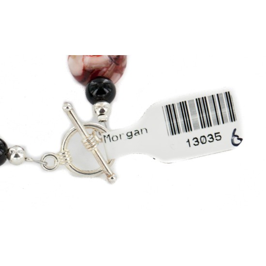 Certified Authentic Nickel Navajo Natural Black Onyx Multicolor Stones Native American Bracelet 13035-6