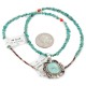 .925 Sterling Silver Certified Authentic Navajo Turquoise Coral Native American Necklace 14764-4-15360