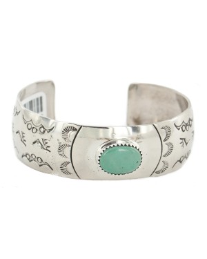 Bear Paw Navajo Handmade Nickel Certified Authentic Natural Turquoise Native American Bracelet 13034-5