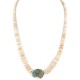 Certified Authentic Navajo .925 Sterling Silver Natural Graduated Melon Shell Turquoise Native American Necklace  7501013-2