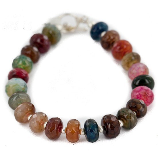 Certified Authentic Navajo Nickel Quartz Multicolor Stones Native American Bracelet 13035-1
