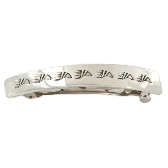Handmade Bear Paw Certified Authentic Navajo Nickel Native American Hair Barrette 10344-4