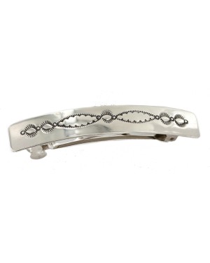Handmade Certified Authentic Navajo Nickel Native American Hair Barrette 10345-2