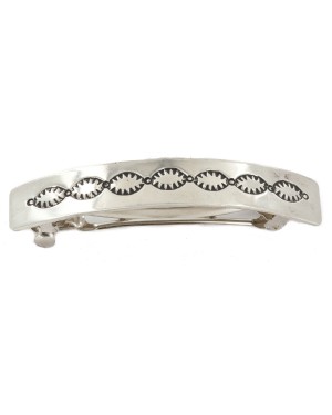 Handmade Certified Authentic Nickel Navajo Native American Hair Barrette 10345-4