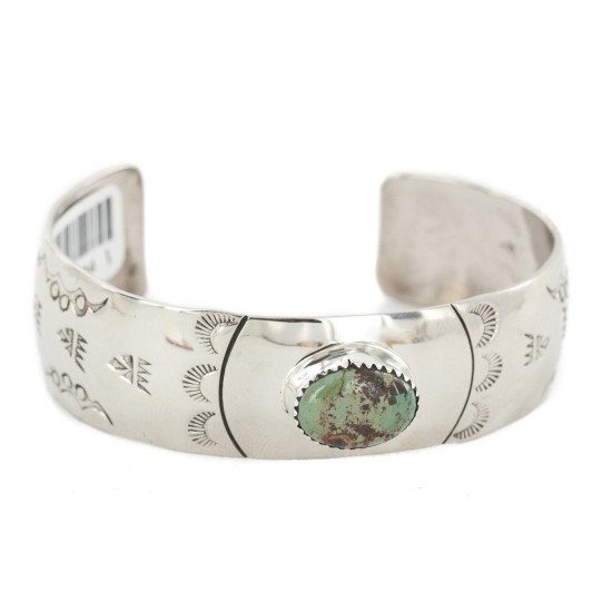 Nickel Bear Paw Navajo Handmade Certified Authentic Natural Turquoise Native American Bracelet 13034-1