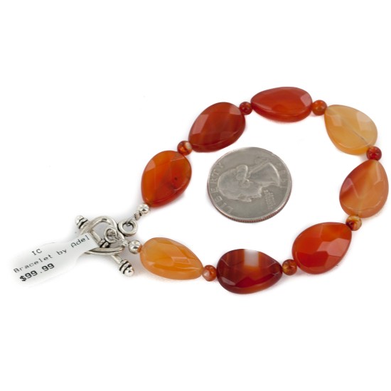 Certified Authentic Nickel Navajo Natural Carnelian Native American Bracelet 13047-5 Certified Authentic Nickel Navajo Natural Carnelian Native American Bracelet 13047-5