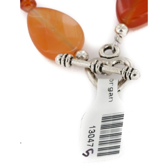 Certified Authentic Nickel Navajo Natural Carnelian Native American Bracelet 13047-5 Certified Authentic Nickel Navajo Natural Carnelian Native American Bracelet 13047-5