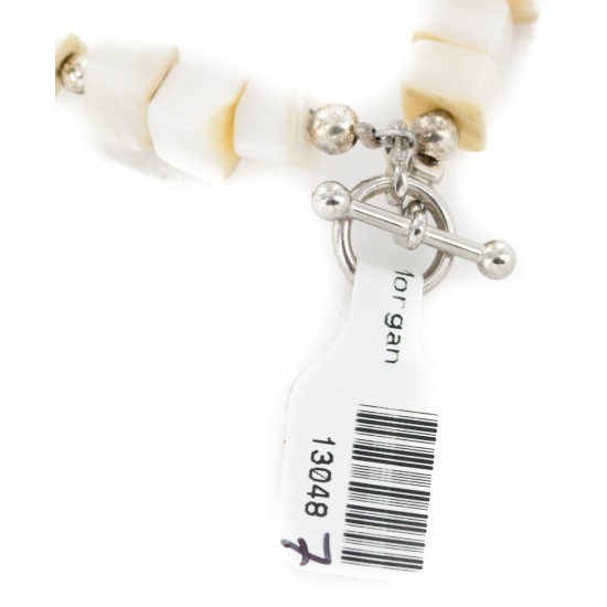 Certified Authentic Navajo Nickel Natural Mother of Pearl Native American Bracelet 13048-7 Certified Authentic Navajo Nickel Natural Mother of Pearl Native American Bracelet 13048-7