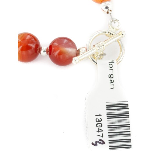 Certified Authentic Navajo Nickel Natural Carnelian Native American Bracelet 13047-3