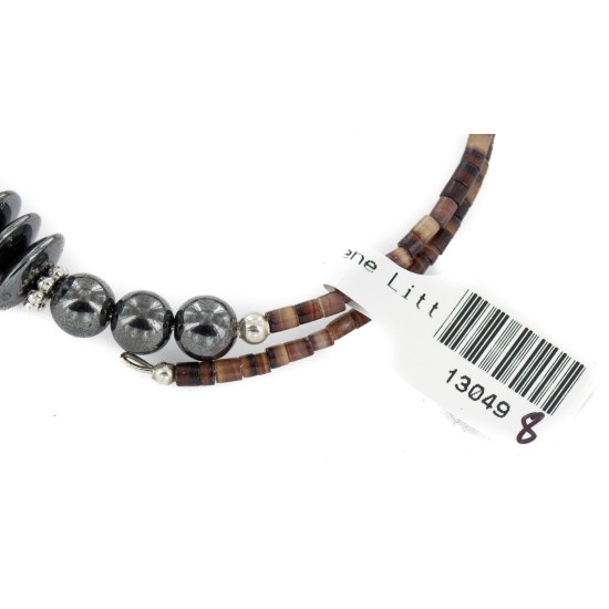 Certified Authentic Navajo Natural Hematite Heishi Adjustable Wrap Native American Bracelet 13049-8
