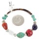 Certified Authentic Navajo Natural Turquoise Coral Amethyst Agate Heishi Adjustable Wrap Native American Bracelet 13049-14