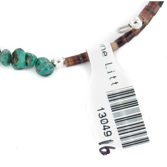 Certified Authentic Navajo Natural Turquoise Heishi Adjustable Wrap Native American Bracelet 13049-16 Certified Authentic Navajo Natural Turquoise Heishi Adjustable Wrap Native American Bracelet 13049-16