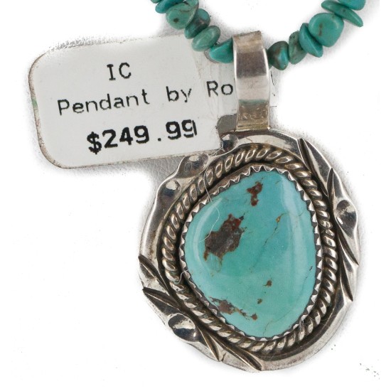 .925 Sterling Silver Certified Authentic Navajo Natural Turquoise Coral Native American Necklace  12554-2-15771