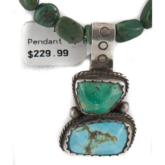 .925 Sterling Silver Certified Authentic Navajo Turquoise Coral Native American Necklace 15056-23-15771