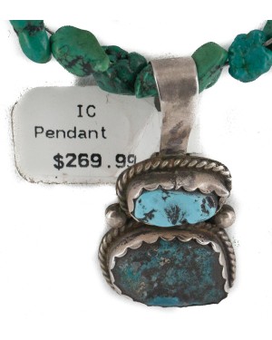 .925 Sterling Silver Certified Authentic Navajo Turquoise Jasper Native American Necklace 14882-17-15360