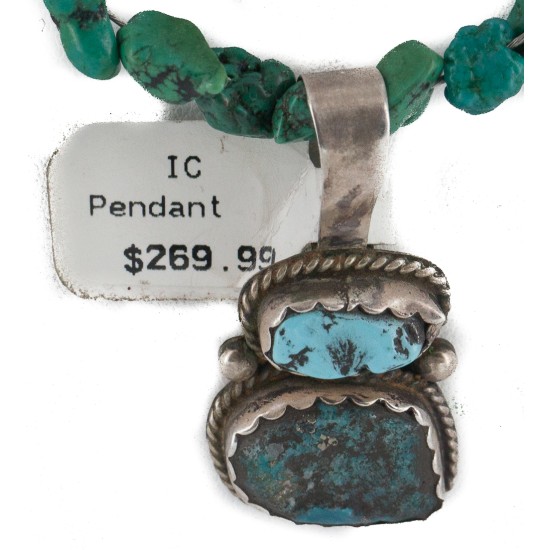 .925 Sterling Silver Certified Authentic Navajo Turquoise Jasper Native American Necklace 14882-17-15360