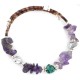 Certified Authentic Heart Navajo Natural Turquoise Amethyst Heishi Adjustable Wrap Native American Bracelet 13049-15