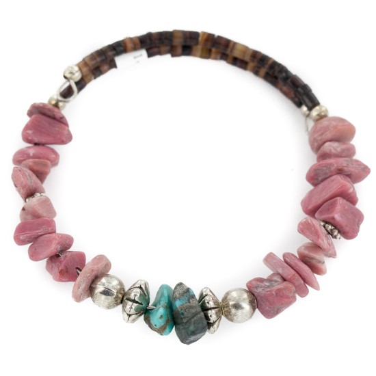 Certified Authentic Navajo Natural Turquoise Charoite Heishi Adjustable Wrap Native American Bracelet 13049-5