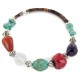 Certified Authentic Navajo Natural Turquoise Coral Amethyst Agate Heishi Adjustable Wrap Native American Bracelet 13049-14