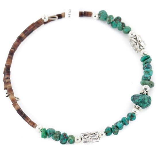 Certified Authentic Navajo Natural Turquoise Heishi Adjustable Wrap Native American Bracelet 13049-16 Certified Authentic Navajo Natural Turquoise Heishi Adjustable Wrap Native American Bracelet 13049-16