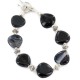 Certified Authentic Navajo Nickel Natural Black Agate Native American Bracelet 13048-1
