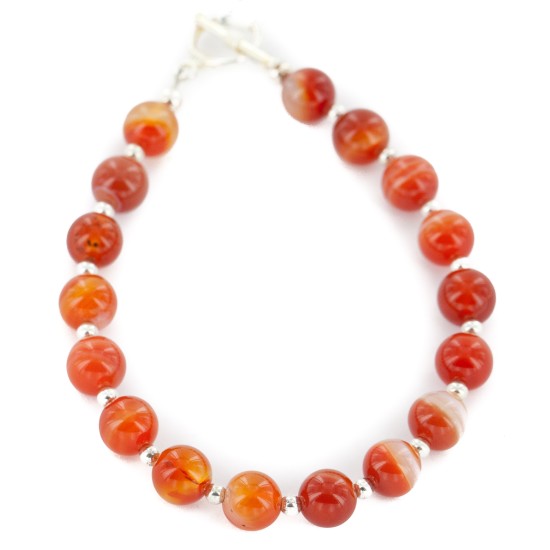 Certified Authentic Navajo Nickel Natural Carnelian Native American Bracelet 13047-3