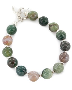 Certified Authentic Navajo Nickel Natural Green Jasper Native American Bracelet 13048-9