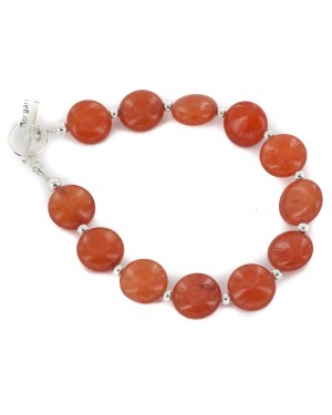 Certified Authentic Nickel Navajo Natural Carnelian Native American Bracelet 13044