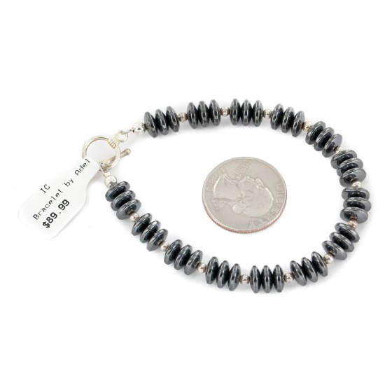 Certified Authentic Nickel Navajo Natural Hematite Native American Bracelet 13038-3