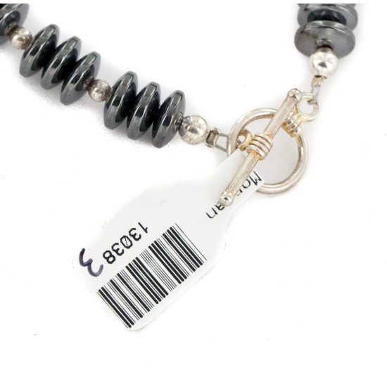 Certified Authentic Nickel Navajo Natural Hematite Native American Bracelet 13038-3