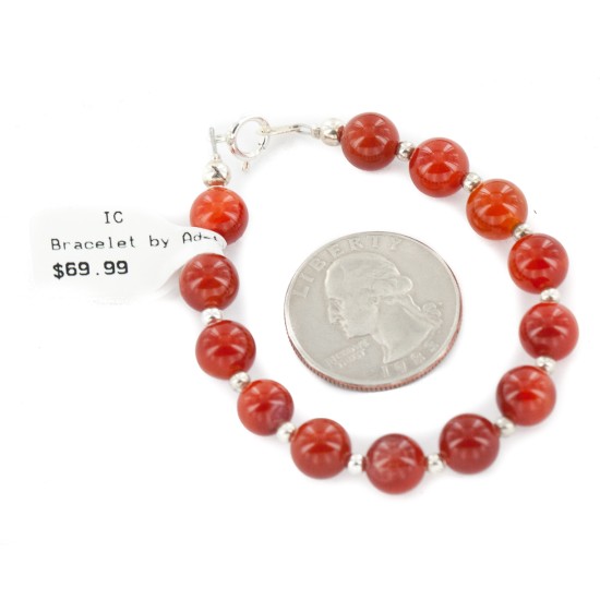 Certified Authentic .925 Sterling Silver Navajo Natural Agate Native American Bracelet 13040-4