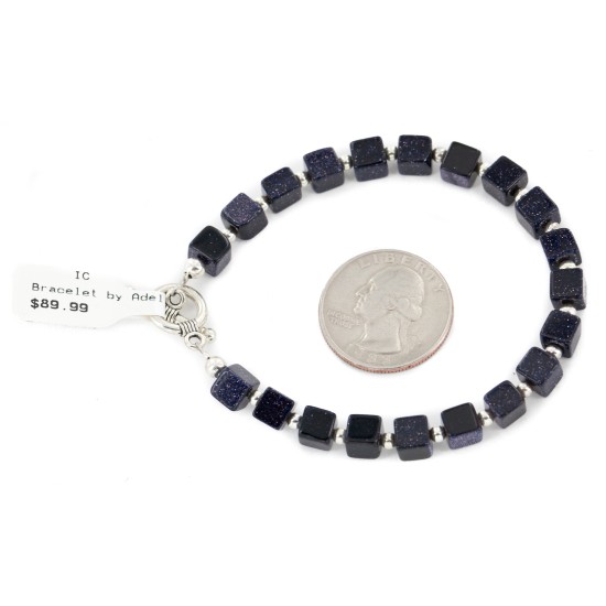 Certified Authentic Nickel Navajo Natural Purple Goldstone Native American Bracelet 13038-1