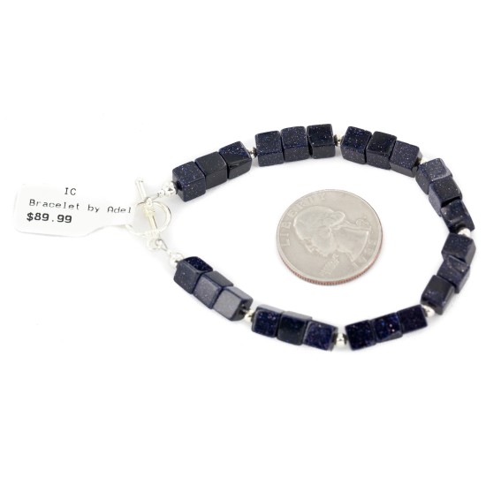 Certified Authentic Navajo Nickel Natural Purple Goldstone Native American Bracelet 13038-2