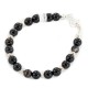 Certified Authentic .925 Sterling Silver Navajo Natural Black Agate Native American Bracelet 13040-3