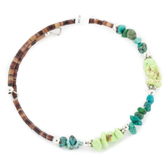 Certified Authentic Navajo Natural Turquoise Gaspeite Heishi Adjustable Wrap Native American Bracelet 13037-4 Certified Authentic Navajo Natural Turquoise Gaspeite Heishi Adjustable Wrap Native American Bracelet 13037-4