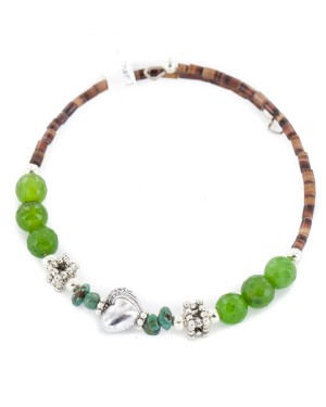 Certified Authentic Navajo Natural Turquoise Green Quartz Heishi Adjustable Wrap Native American Bracelet 13037-1